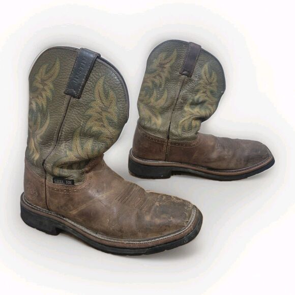 Justin WK4688 Stampede Driller Steel Toe Western Work Boots Size 8.5D